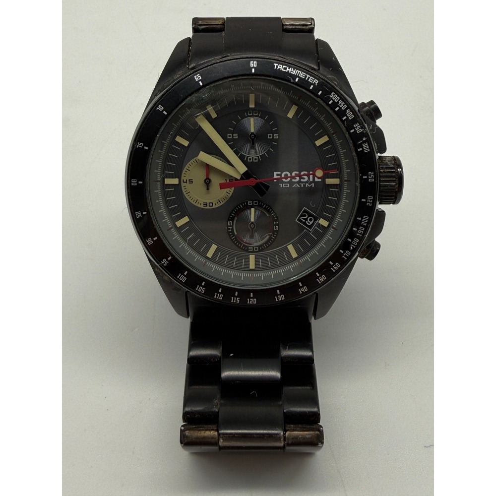 Fossil Chronograph Watch Mens Black CH2942 Wakefield Tachymeter Y2K *READ*